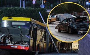 Autobus staranował pojazdy i wpadł do przejścia podziemnego